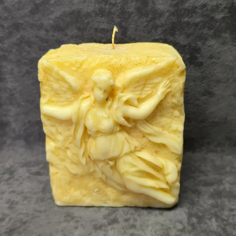 Large Angelic Angel Carved Wax Candle - Decorative Home Decor